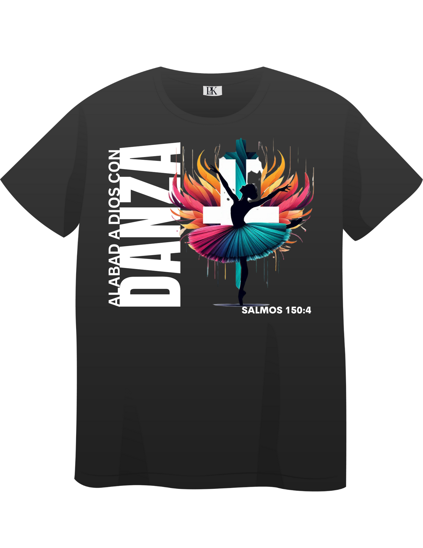 Dance for His Glory T-Shirt (Spanish Text) – Christian Tee with Psalm 150:4 and Ballerina Design
