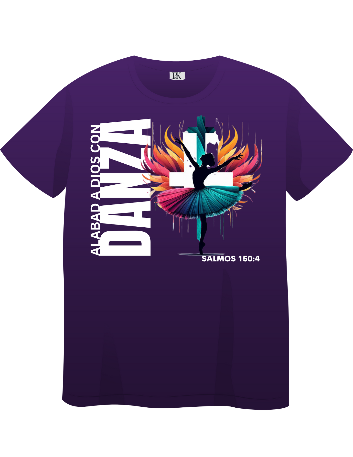 Dance for His Glory T-Shirt (Spanish Text) – Christian Tee with Psalm 150:4 and Ballerina Design