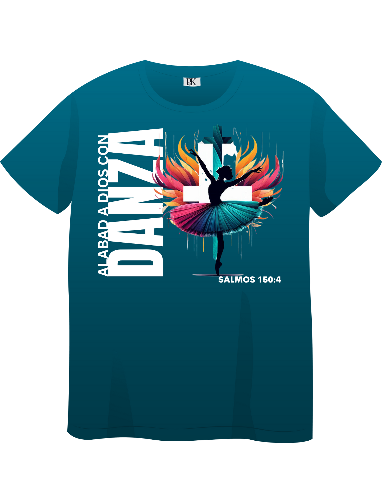 Dance for His Glory T-Shirt (Spanish Text) – Christian Tee with Psalm 150:4 and Ballerina Design