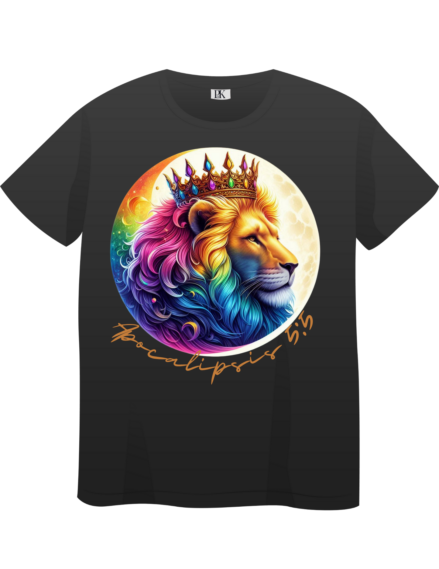 Crowned Lion Moon T-Shirt – Apocalipsis 5:5 Verse in Spanish, Colorful Christian Design | Lion of Judah Collection
