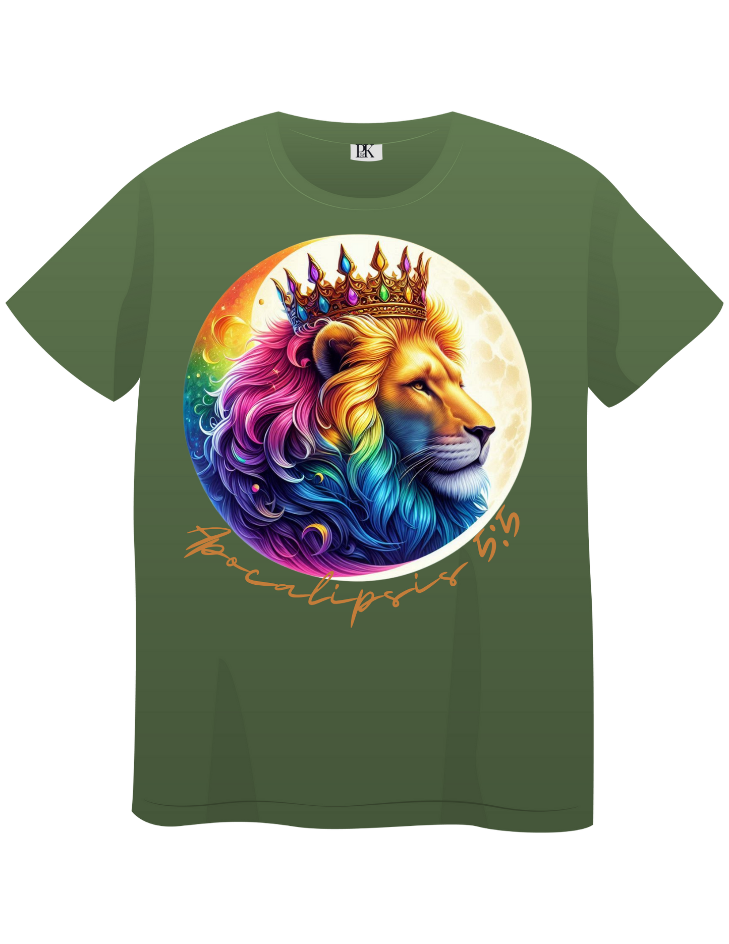 Crowned Lion Moon T-Shirt – Apocalipsis 5:5 Verse in Spanish, Colorful Christian Design | Lion of Judah Collection