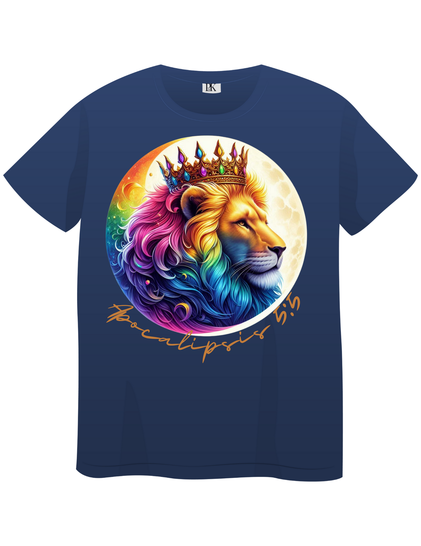 Crowned Lion Moon T-Shirt – Apocalipsis 5:5 Verse in Spanish, Colorful Christian Design | Lion of Judah Collection