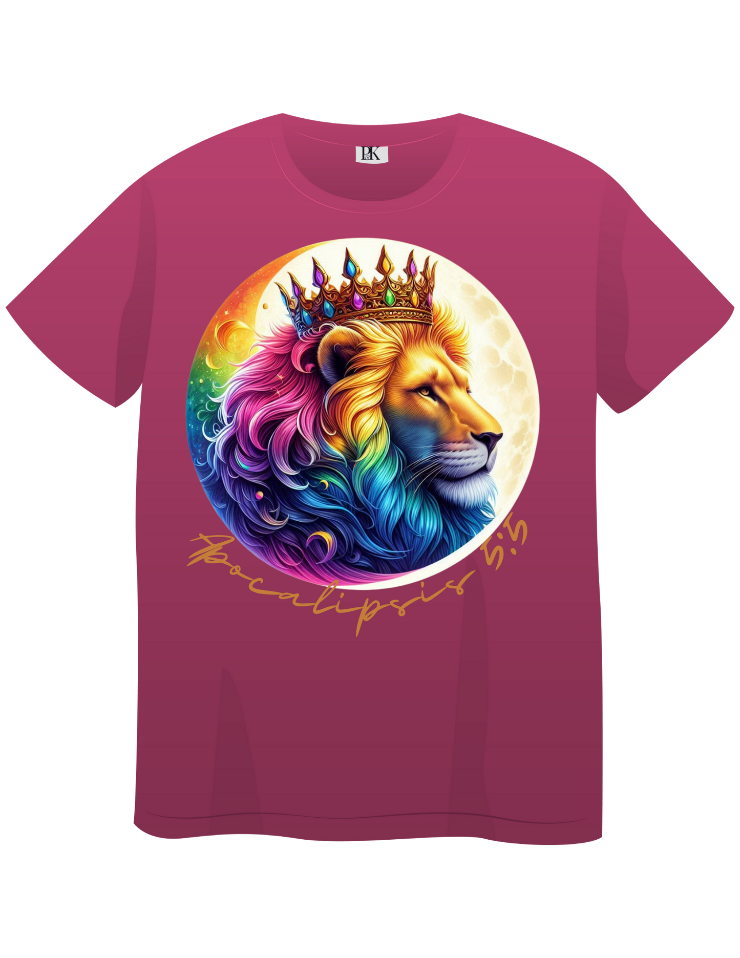 Crowned Lion Moon T-Shirt – Apocalipsis 5:5 Verse in Spanish, Colorful Christian Design | Lion of Judah Collection