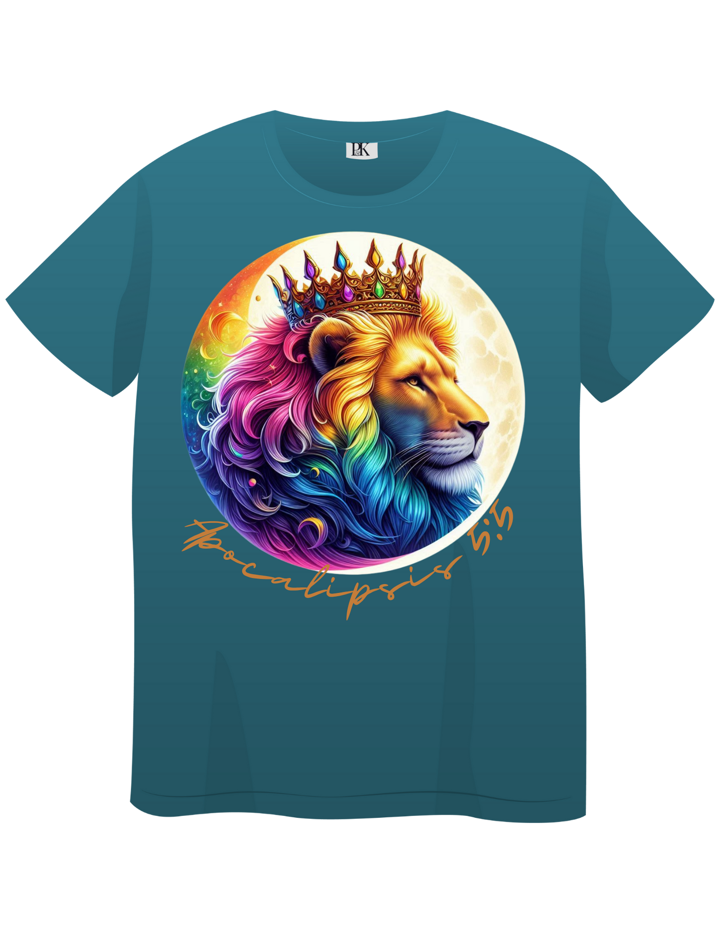 Crowned Lion Moon T-Shirt – Apocalipsis 5:5 Verse in Spanish, Colorful Christian Design | Lion of Judah Collection