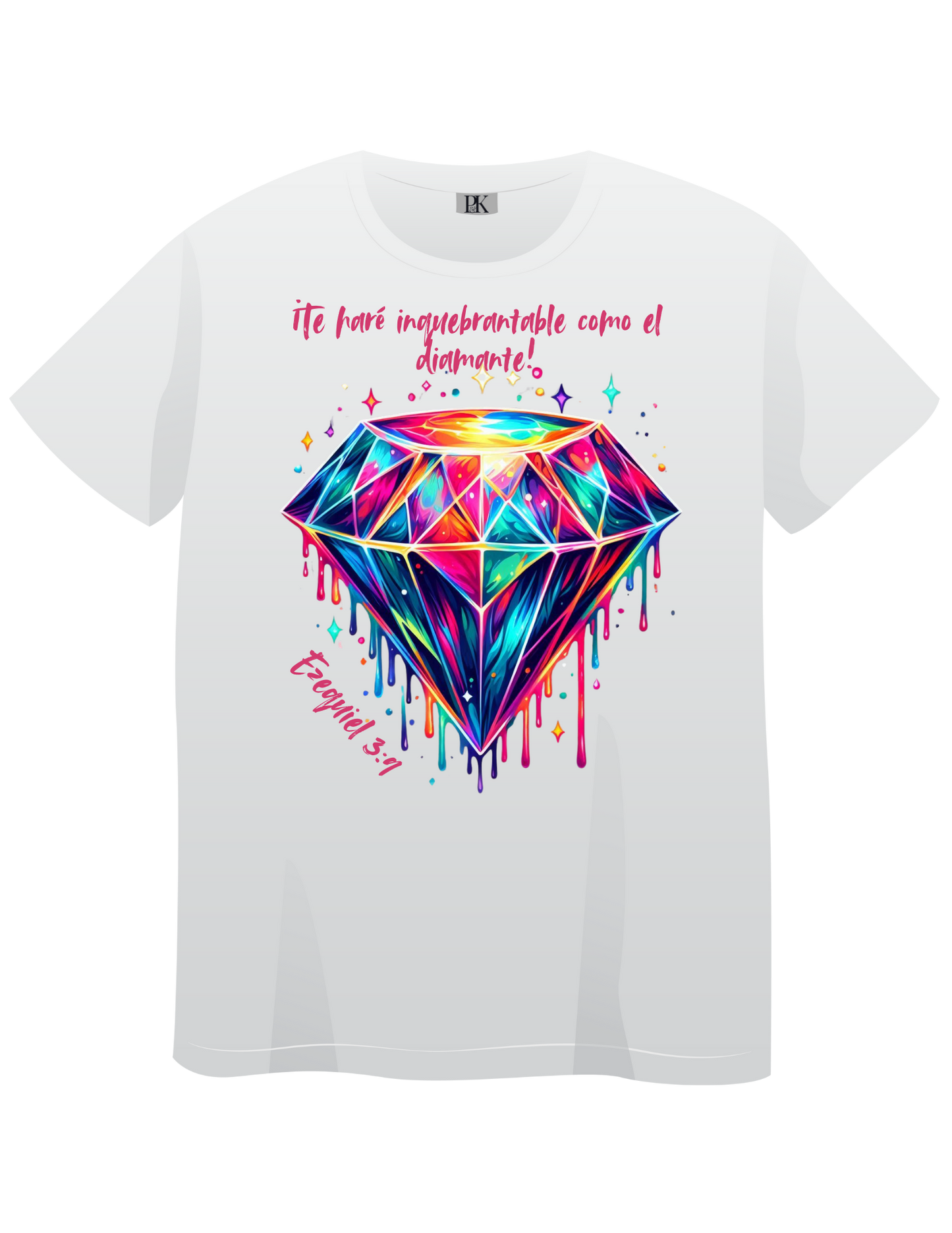 Ezekiel 3:9 Diamond T-Shirt for Women – Colorful Spanish Christian Tee with Bible Verse