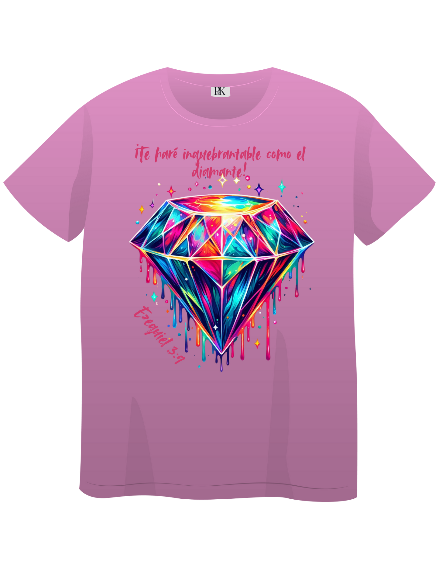 Ezekiel 3:9 Diamond T-Shirt for Women – Colorful Spanish Christian Tee with Bible Verse