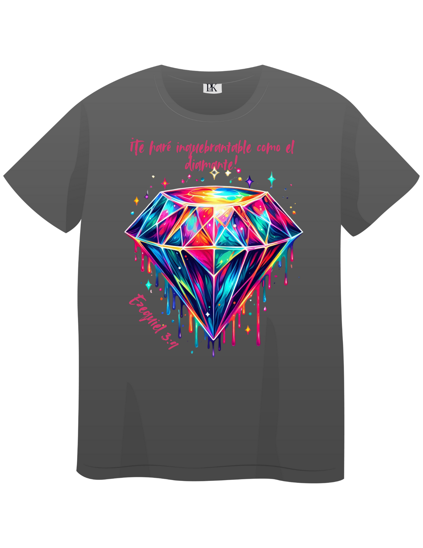 Ezekiel 3:9 Diamond T-Shirt for Women – Colorful Spanish Christian Tee with Bible Verse
