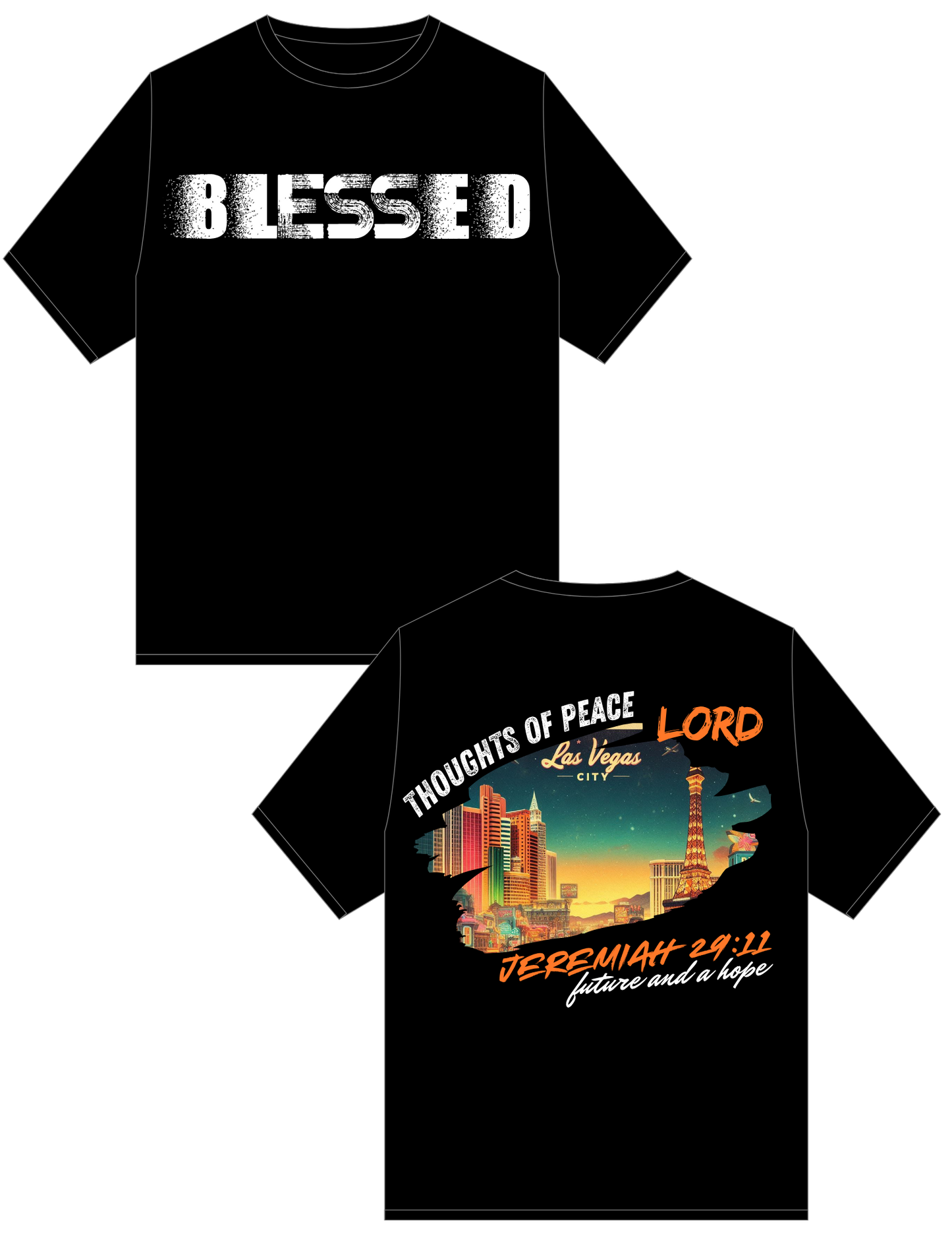 Blessed Las Vegas T-Shirt – Personalized Christian Tee with Inspirational Bible Verse, Front and Back Design