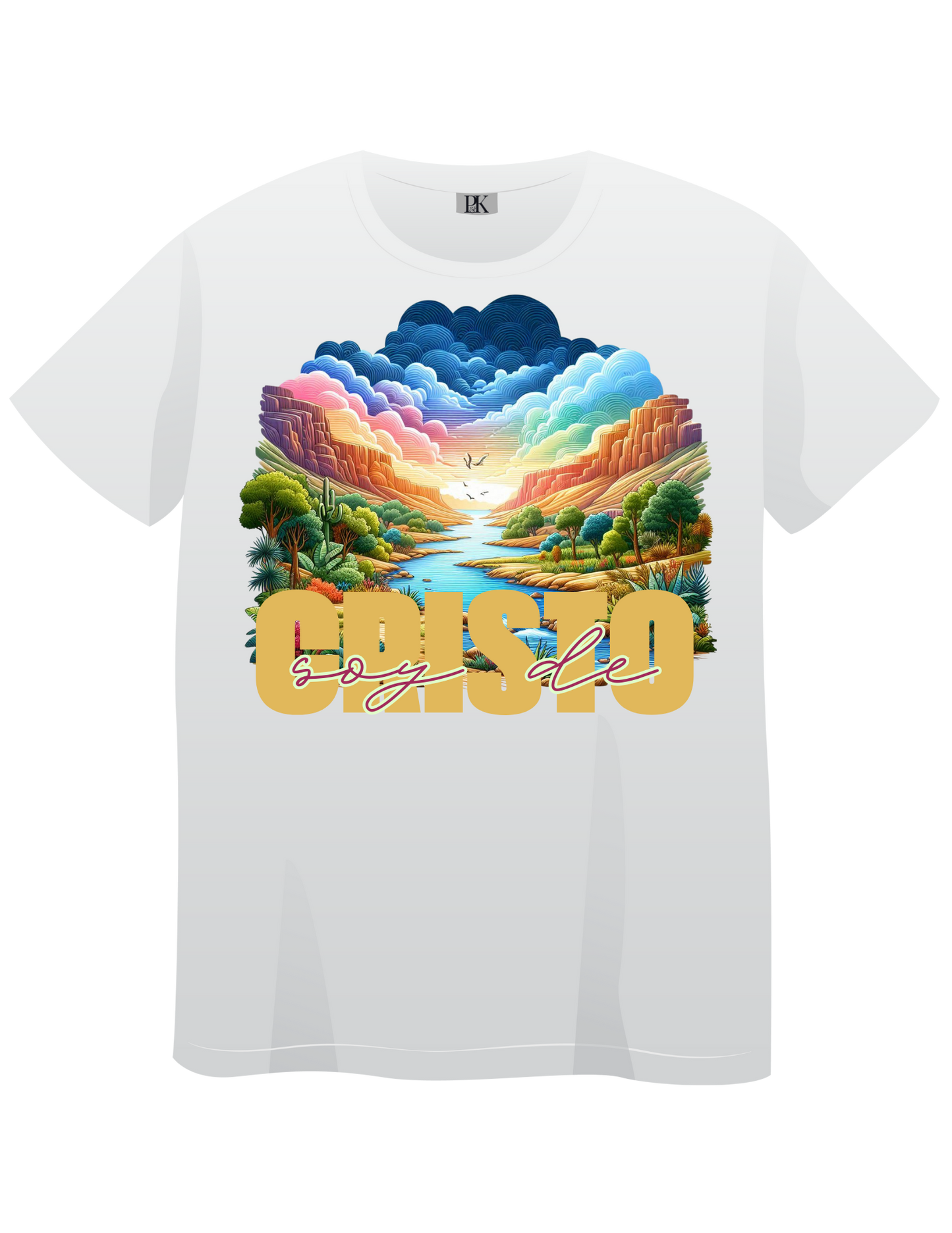 Yo Soy de Cristo T-Shirt – Spanish Christian Tee with River Landscape Design