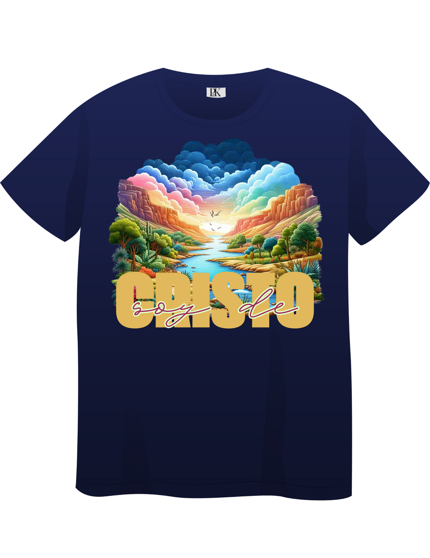 Yo Soy de Cristo T-Shirt – Spanish Christian Tee with River Landscape Design