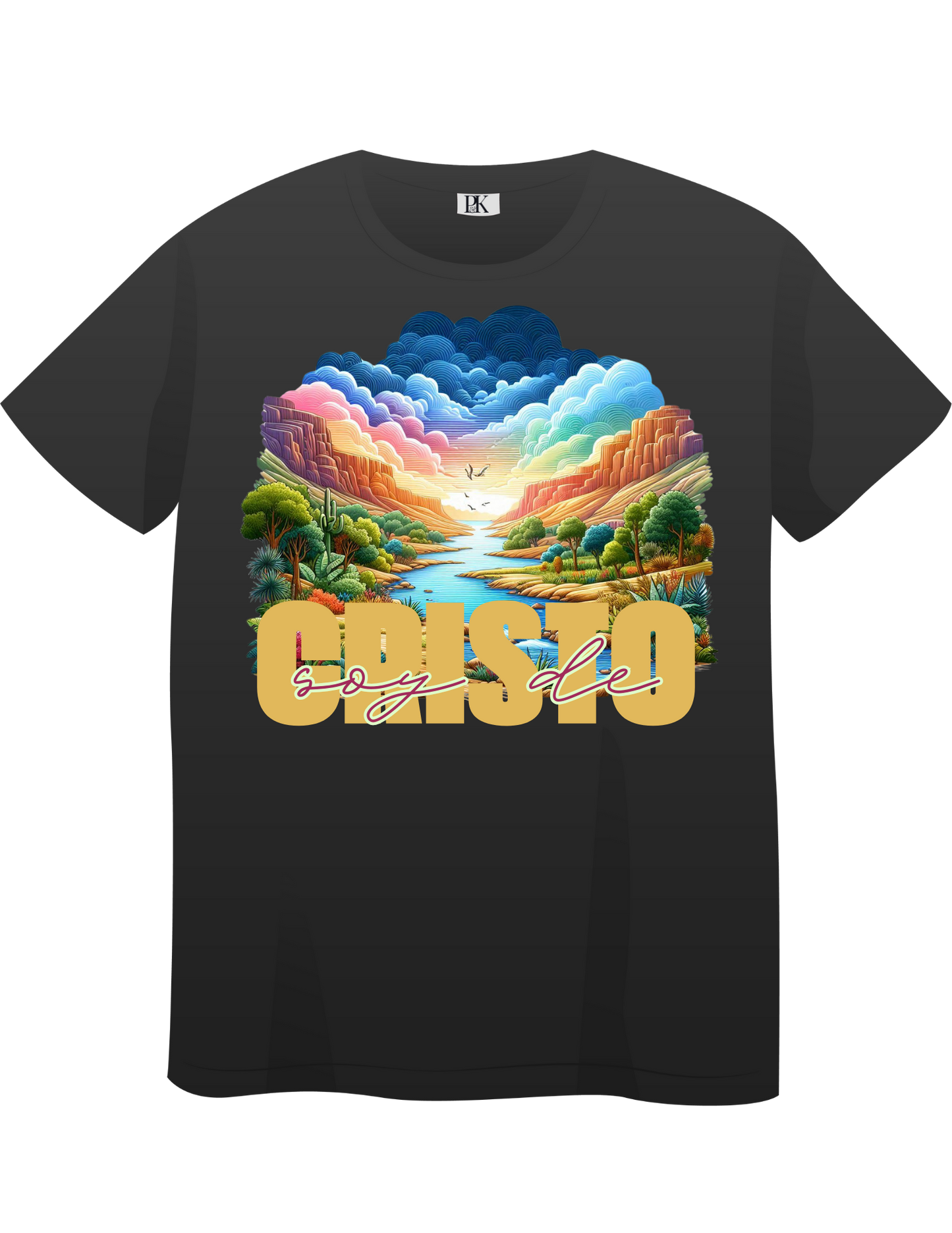 Yo Soy de Cristo T-Shirt – Spanish Christian Tee with River Landscape Design