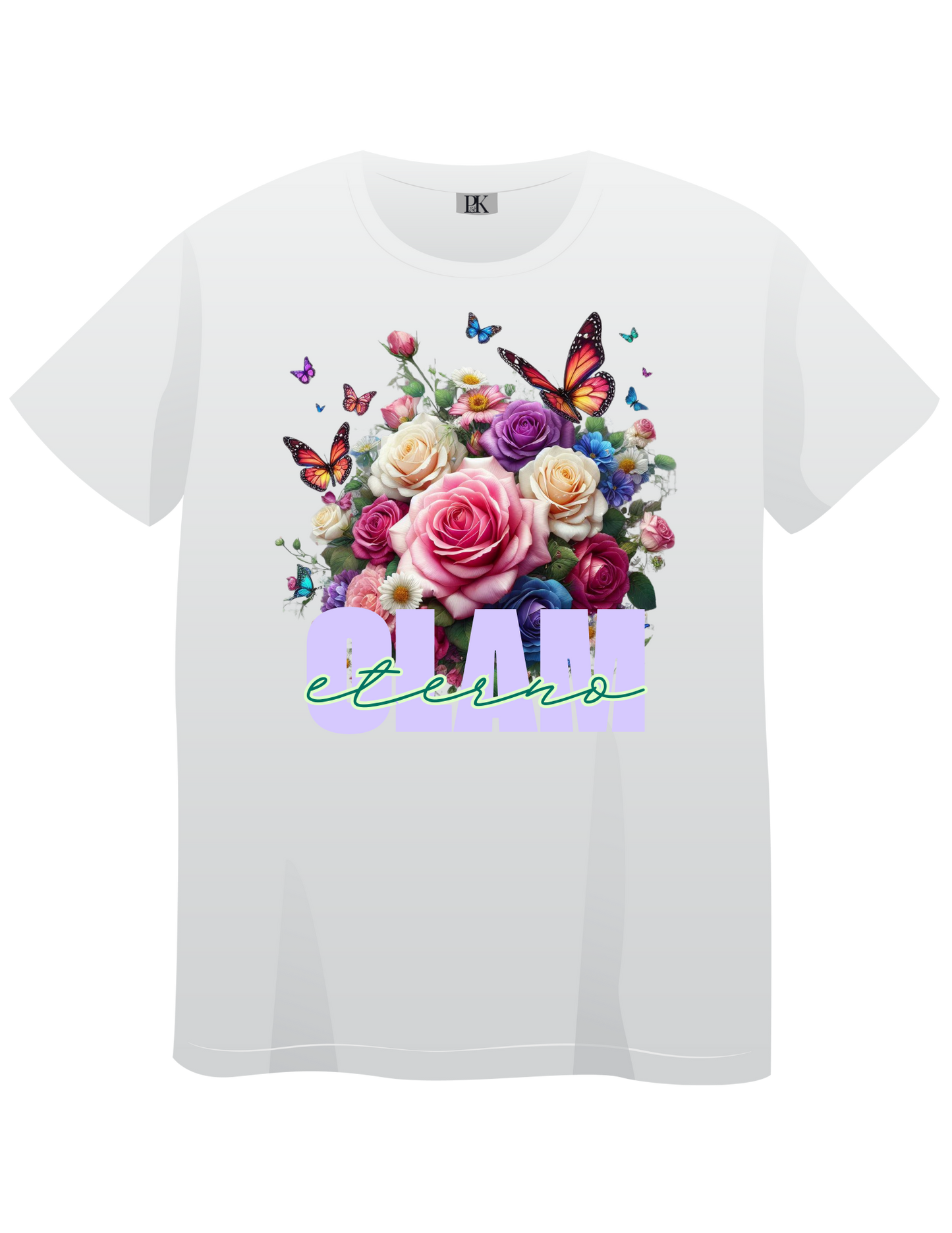 Olam Eterno T-Shirt – Christian Tee with Floral & Butterfly Design (Spanish Text)