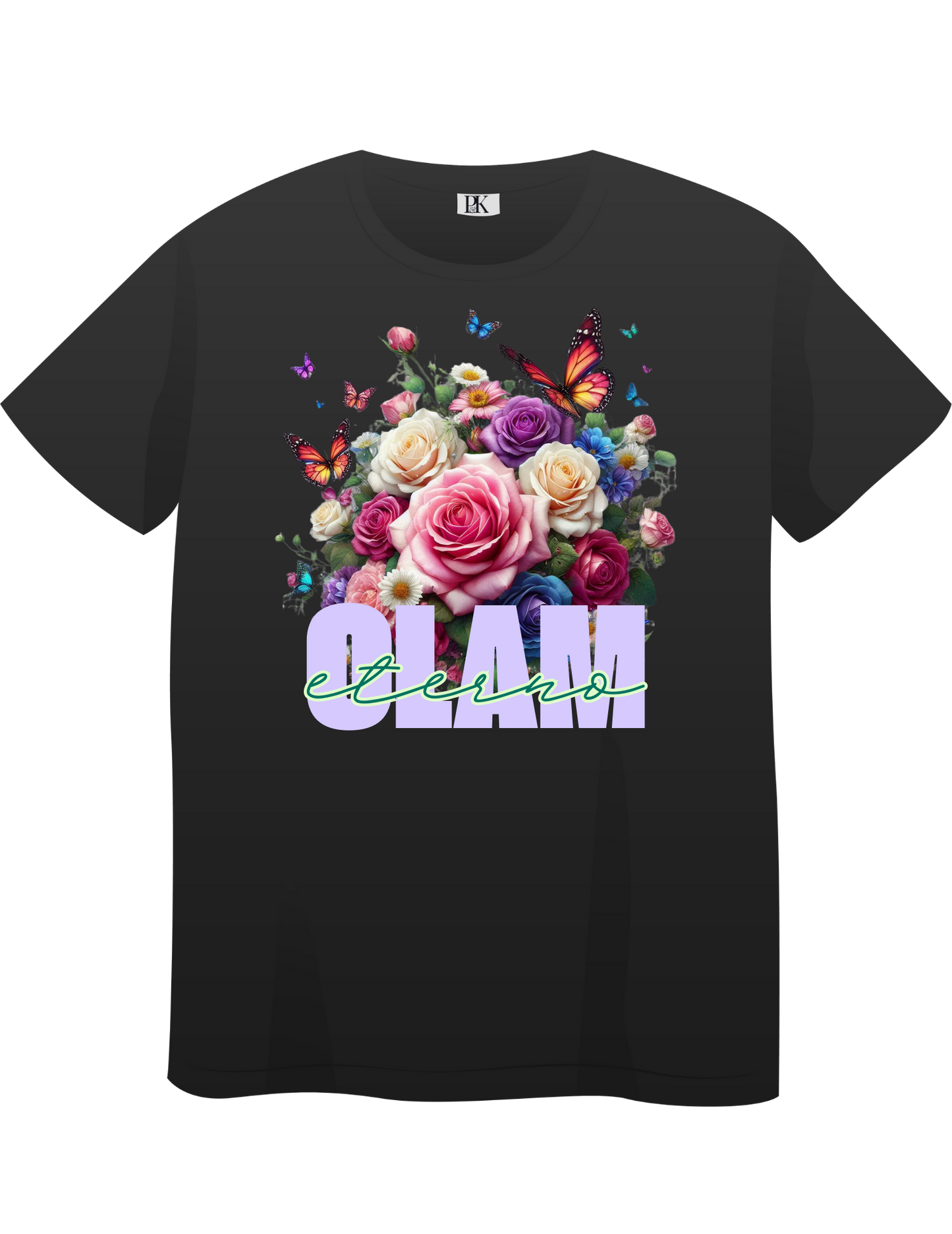 Olam Eterno T-Shirt – Christian Tee with Floral & Butterfly Design (Spanish Text)