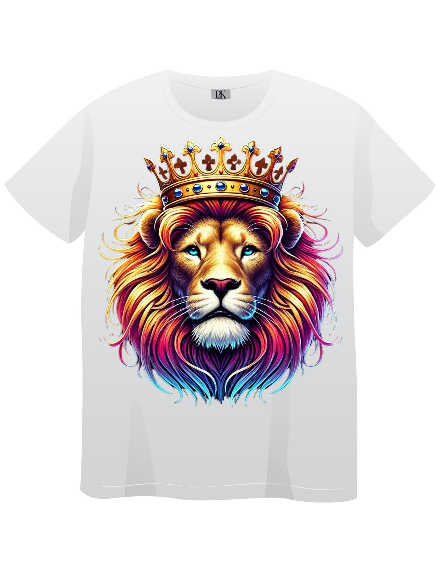 Colorful Lion with Crown T-Shirt – Bold Christian Faith Tee