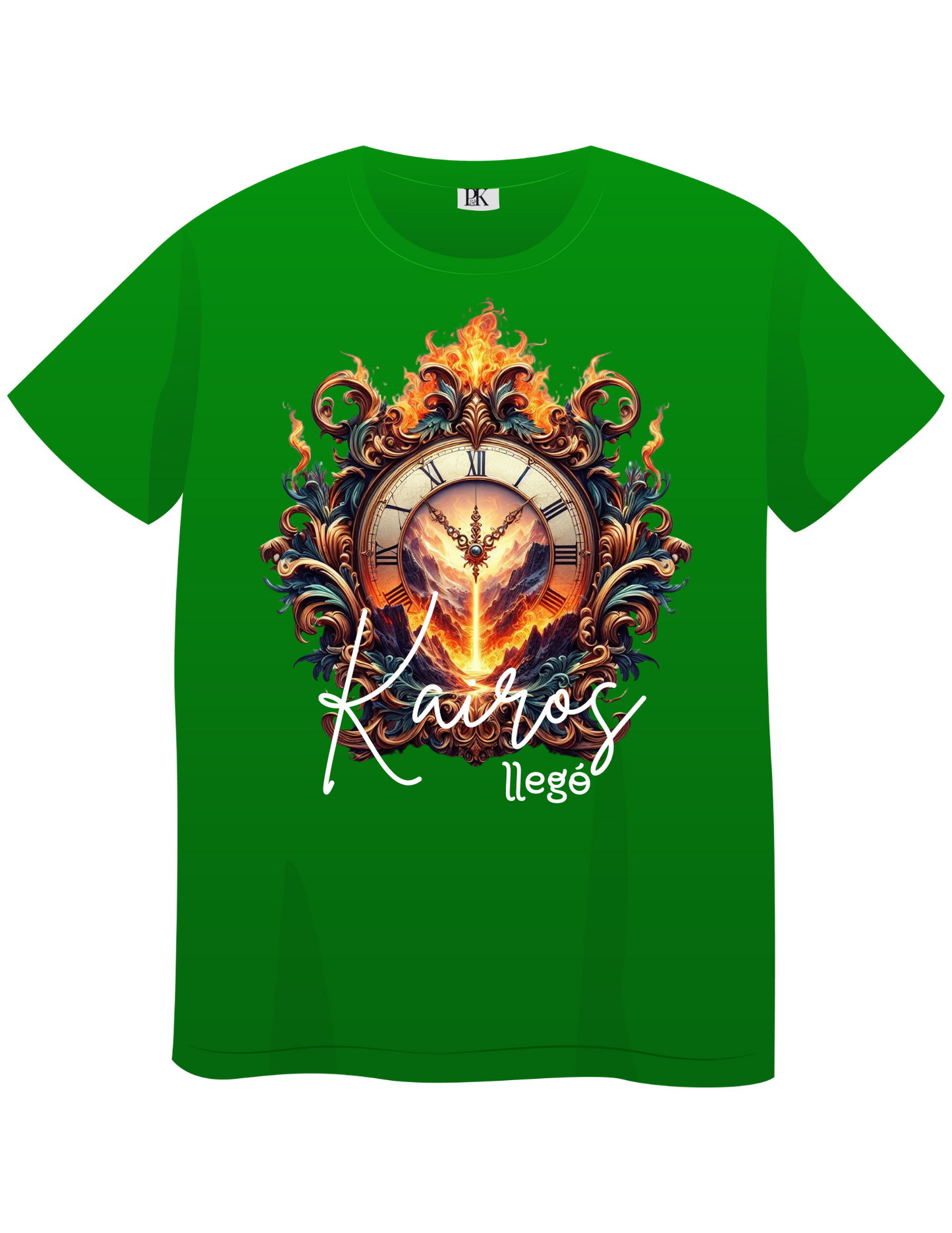 Kairos Llegó – Christian T-Shirt in Spanish, Prophetic Fire Clock Design
