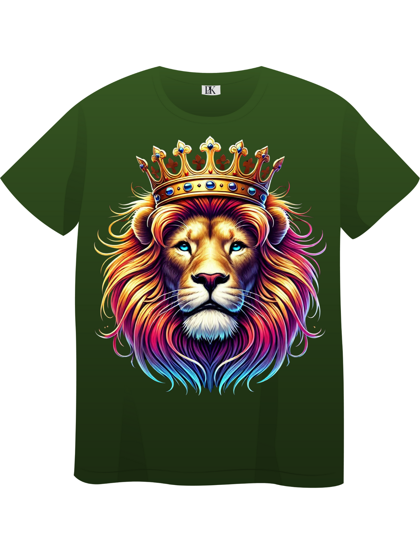 Colorful Lion with Crown T-Shirt – Bold Christian Faith Tee