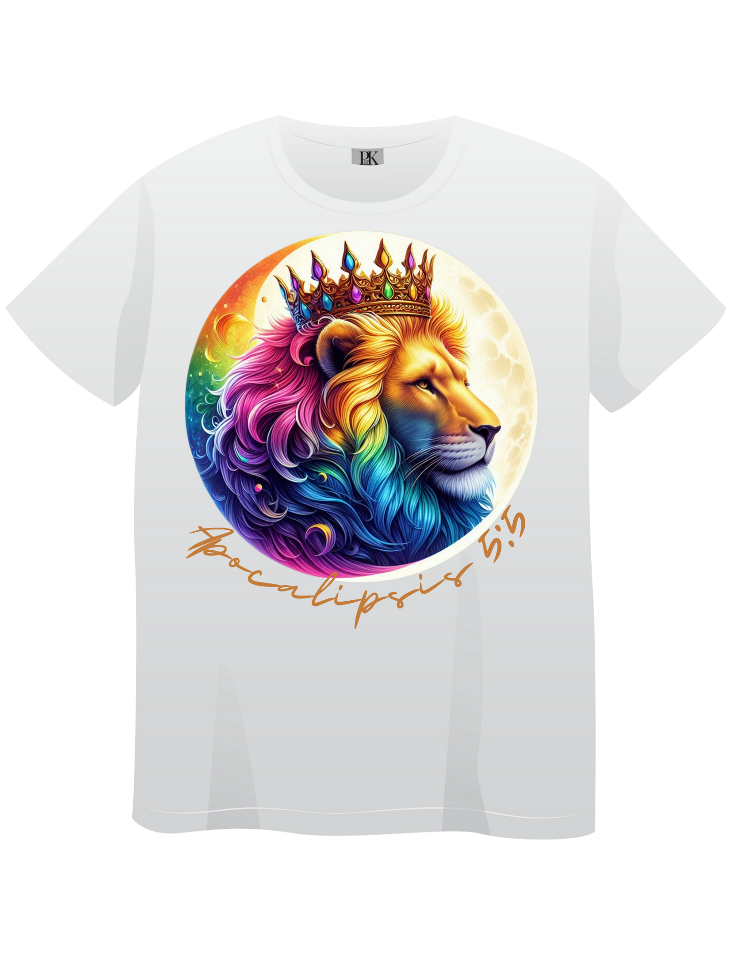 Crowned Lion Moon T-Shirt – Apocalipsis 5:5 Verse in Spanish, Colorful Christian Design | Lion of Judah Collection