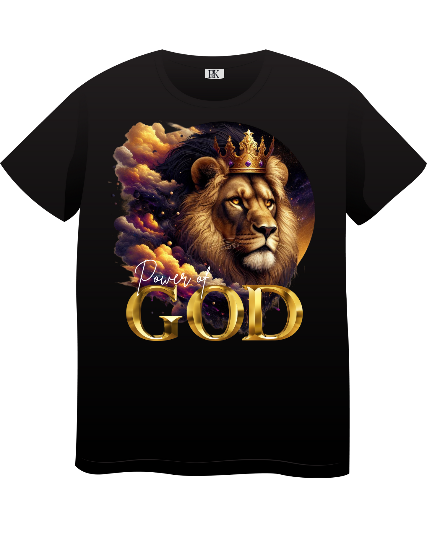 Power of God – Crowned Lion with Celestial Clouds | Christian T-Shirt for Men & Women