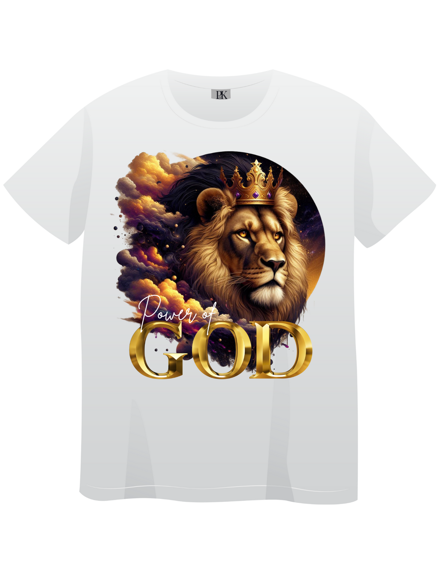 Power of God – Crowned Lion with Celestial Clouds | Christian T-Shirt for Men & Women