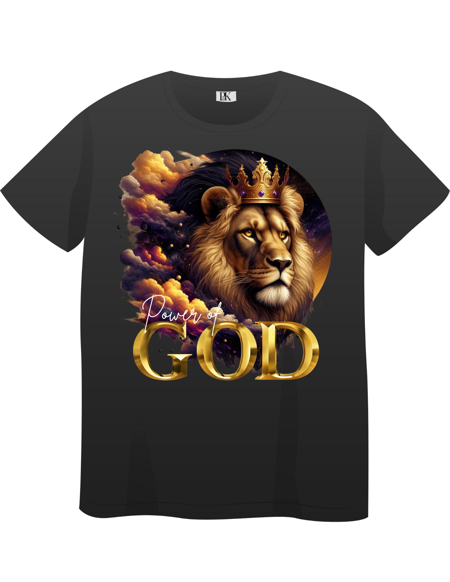 Power of God – Crowned Lion with Celestial Clouds | Christian T-Shirt for Men & Women