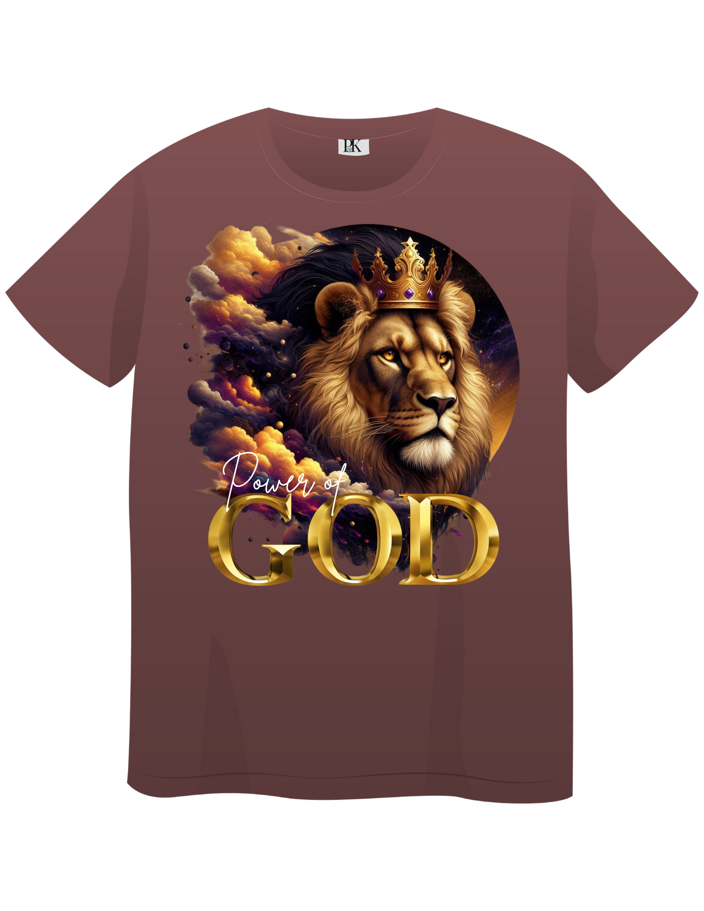 Power of God – Crowned Lion with Celestial Clouds | Christian T-Shirt for Men & Women