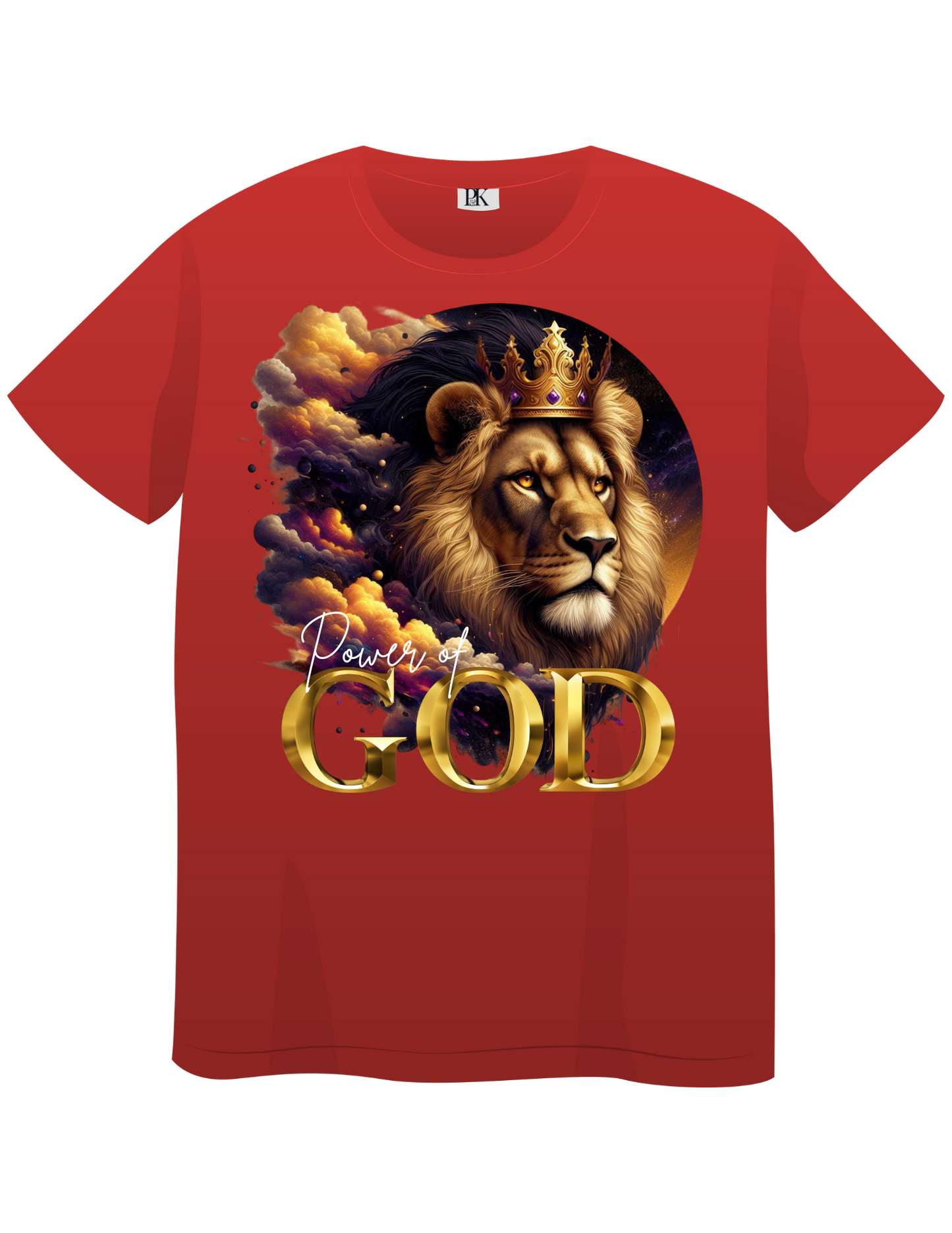 Power of God – Crowned Lion with Celestial Clouds | Christian T-Shirt for Men & Women
