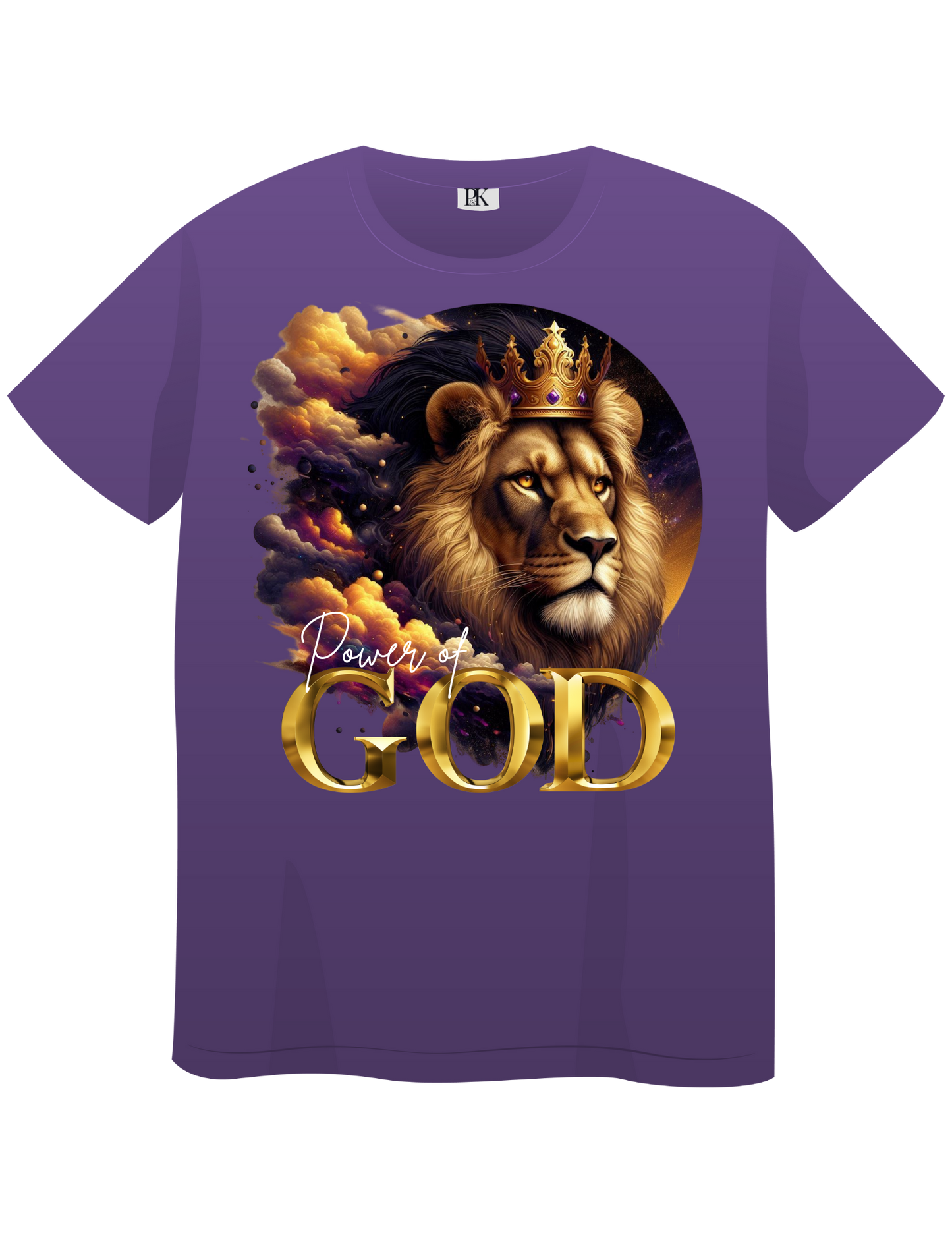 Power of God – Crowned Lion with Celestial Clouds | Christian T-Shirt for Men & Women