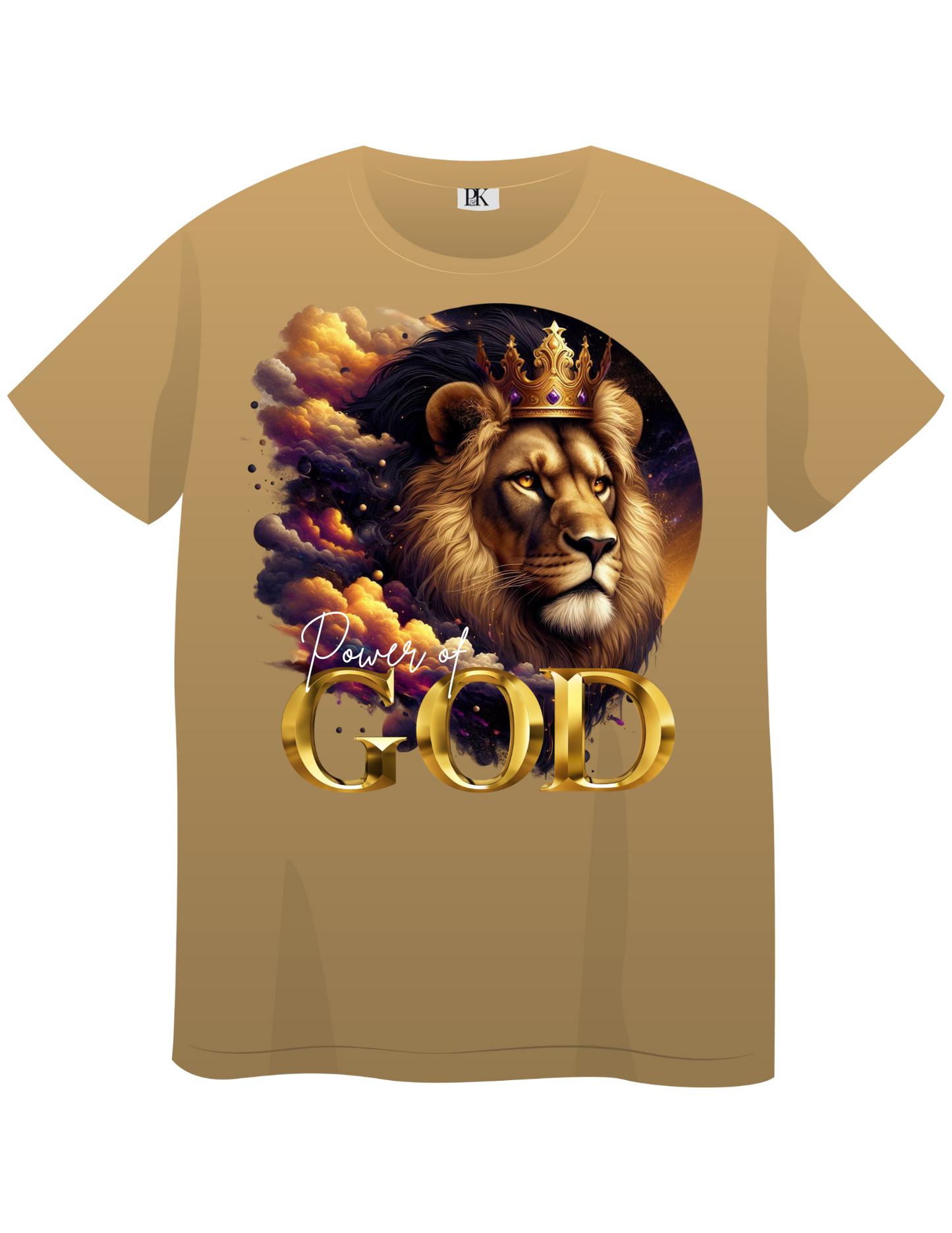 Power of God – Crowned Lion with Celestial Clouds | Christian T-Shirt for Men & Women
