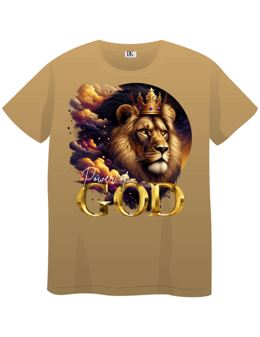 Power of God – Crowned Lion with Celestial Clouds | Christian T-Shirt for Men & Women