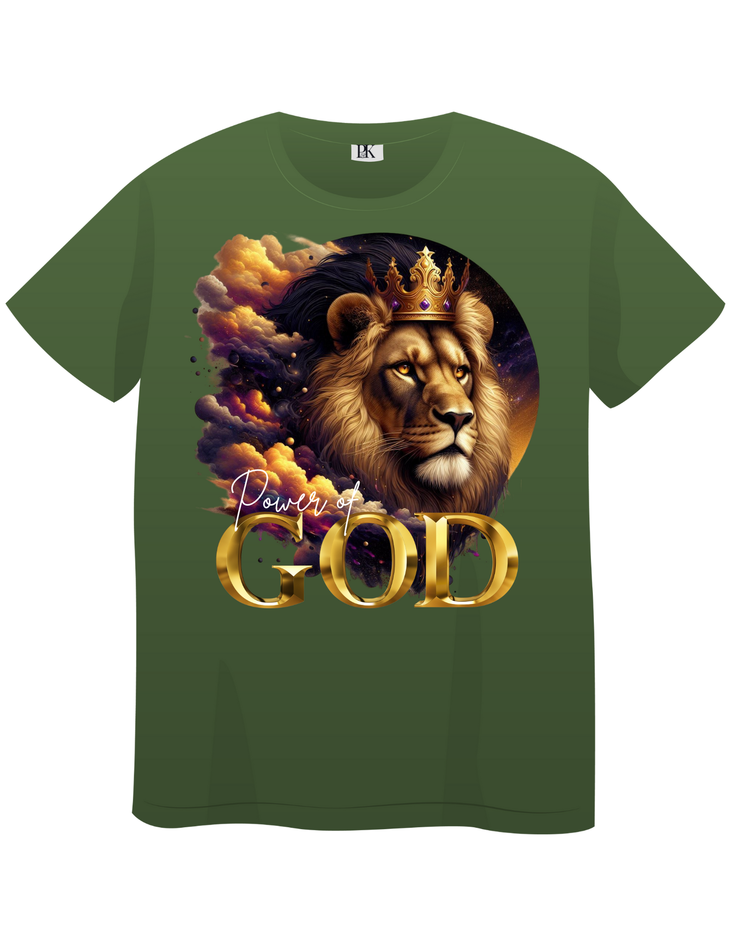 Power of God – Crowned Lion with Celestial Clouds | Christian T-Shirt for Men & Women