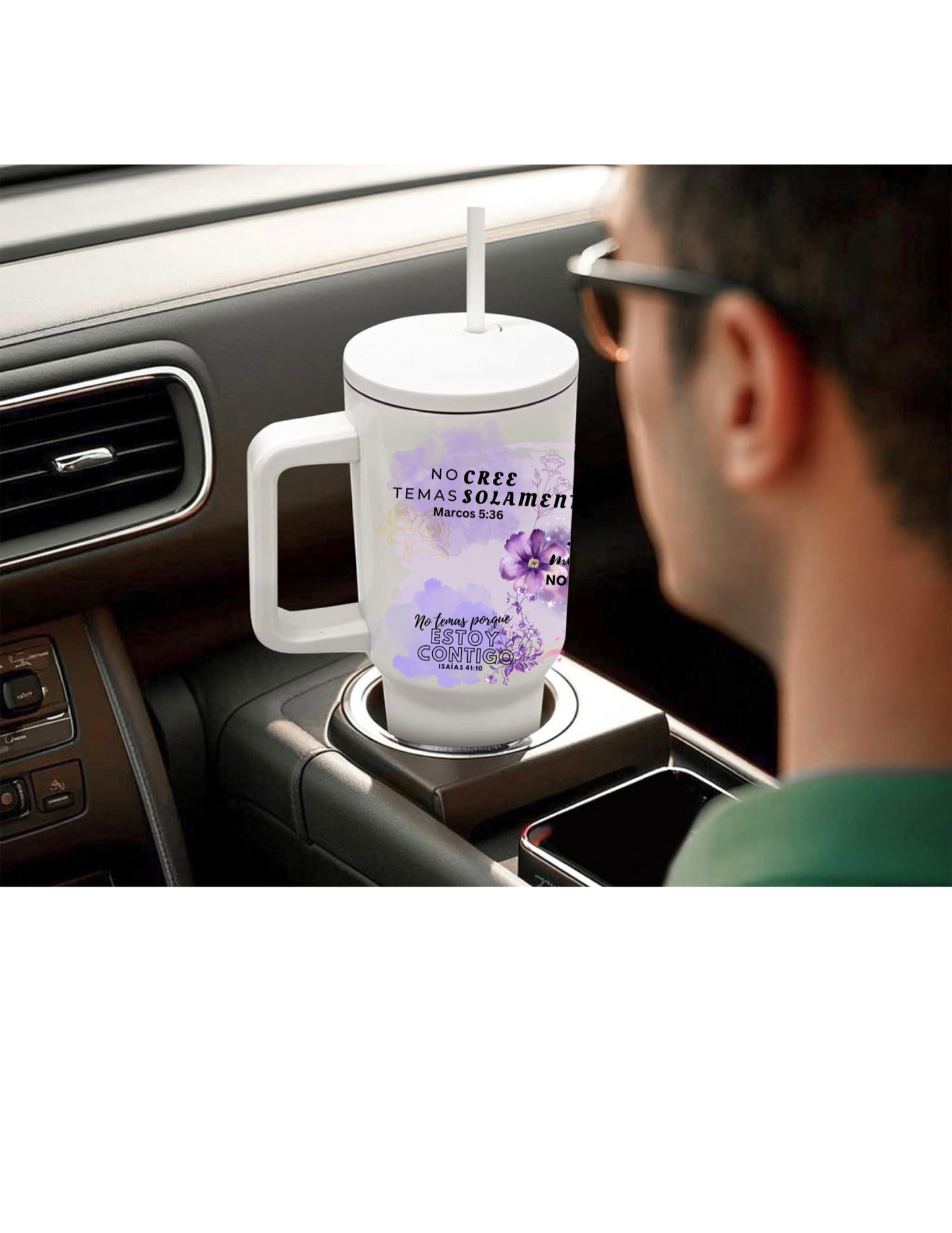 Grace & Beauty 40 oz Tumbler – Spanish Christian Tumbler with Bible Verses | Living Water Collection