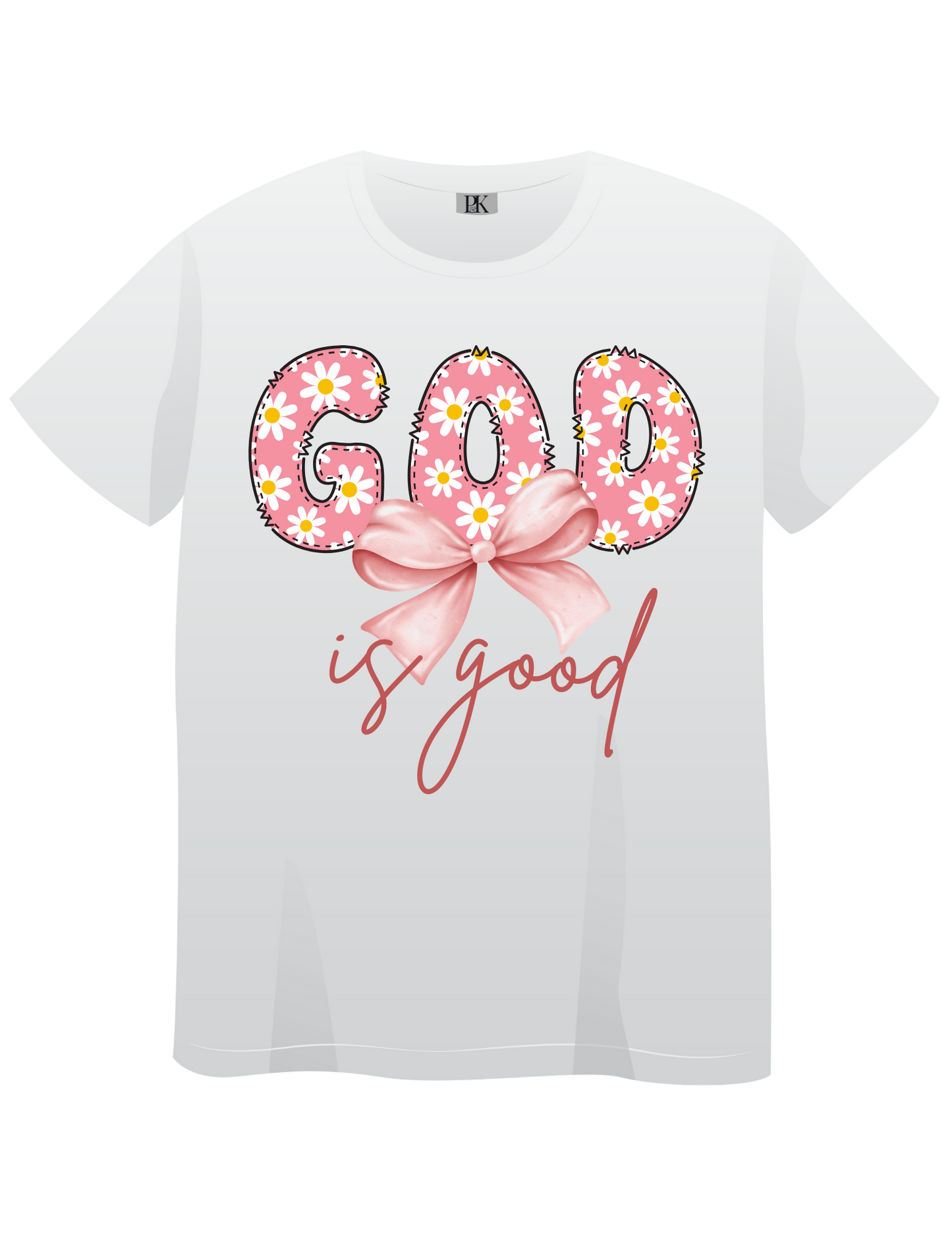 God Is Good T-Shirt for Women – Floral & Bow Christian Faith Tee