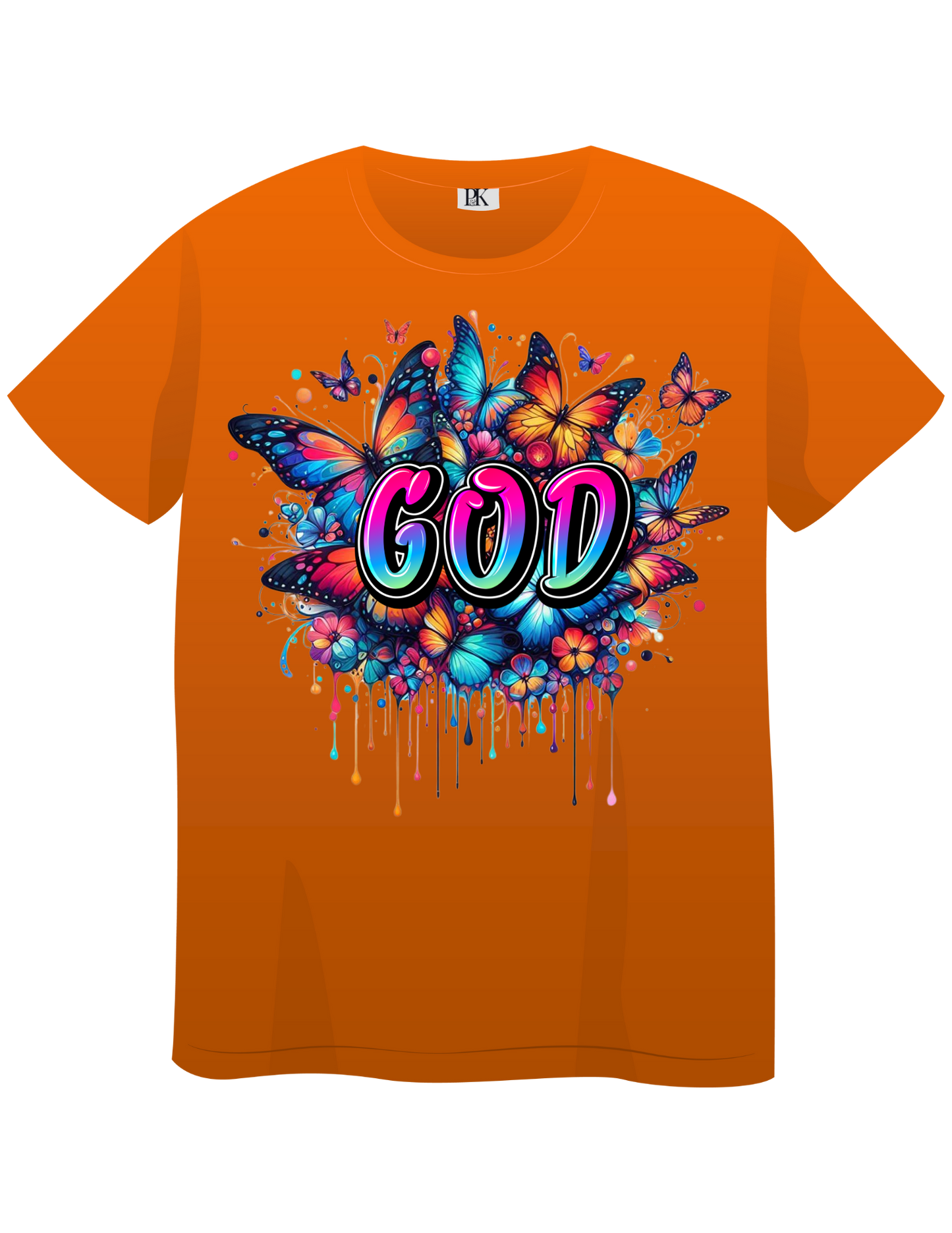 Colorful God T-Shirt for Women – Christian Tee with Butterflies & Floral Design