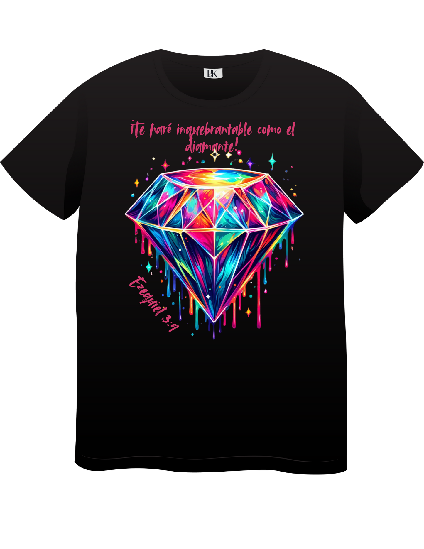 Ezekiel 3:9 Diamond T-Shirt for Women – Colorful Spanish Christian Tee with Bible Verse