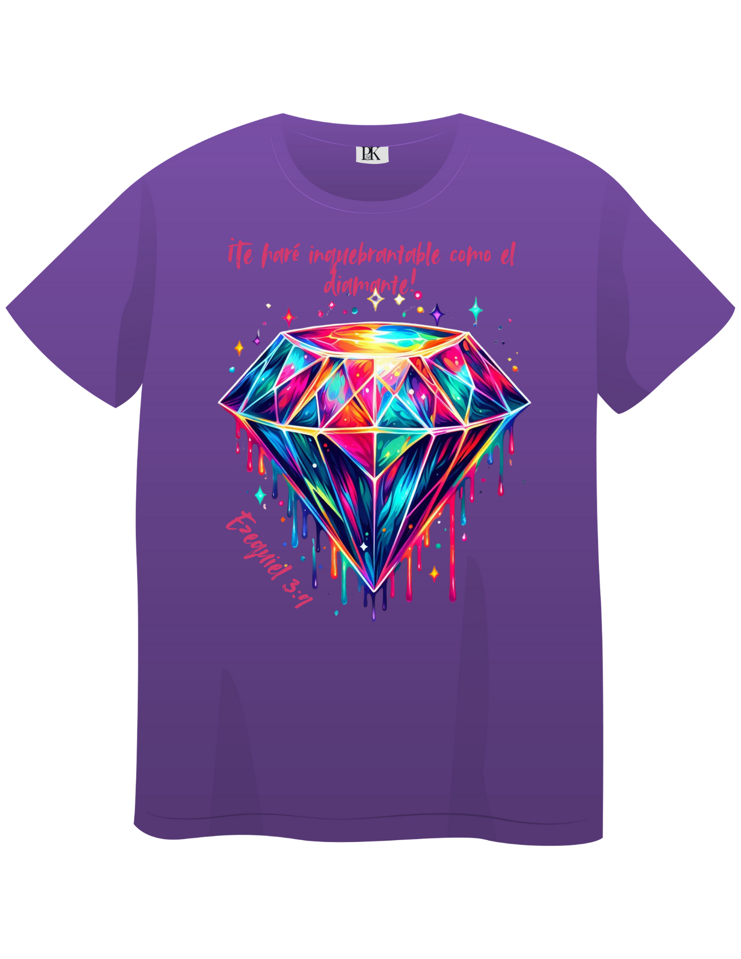 Ezekiel 3:9 Diamond T-Shirt for Women – Colorful Spanish Christian Tee with Bible Verse