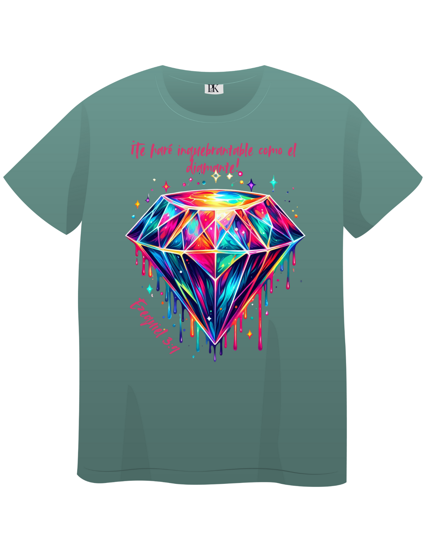 Ezekiel 3:9 Diamond T-Shirt for Women – Colorful Spanish Christian Tee with Bible Verse
