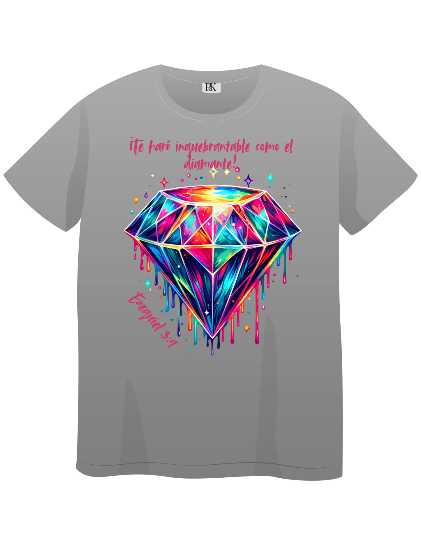 Ezekiel 3:9 Diamond T-Shirt for Women – Colorful Spanish Christian Tee with Bible Verse