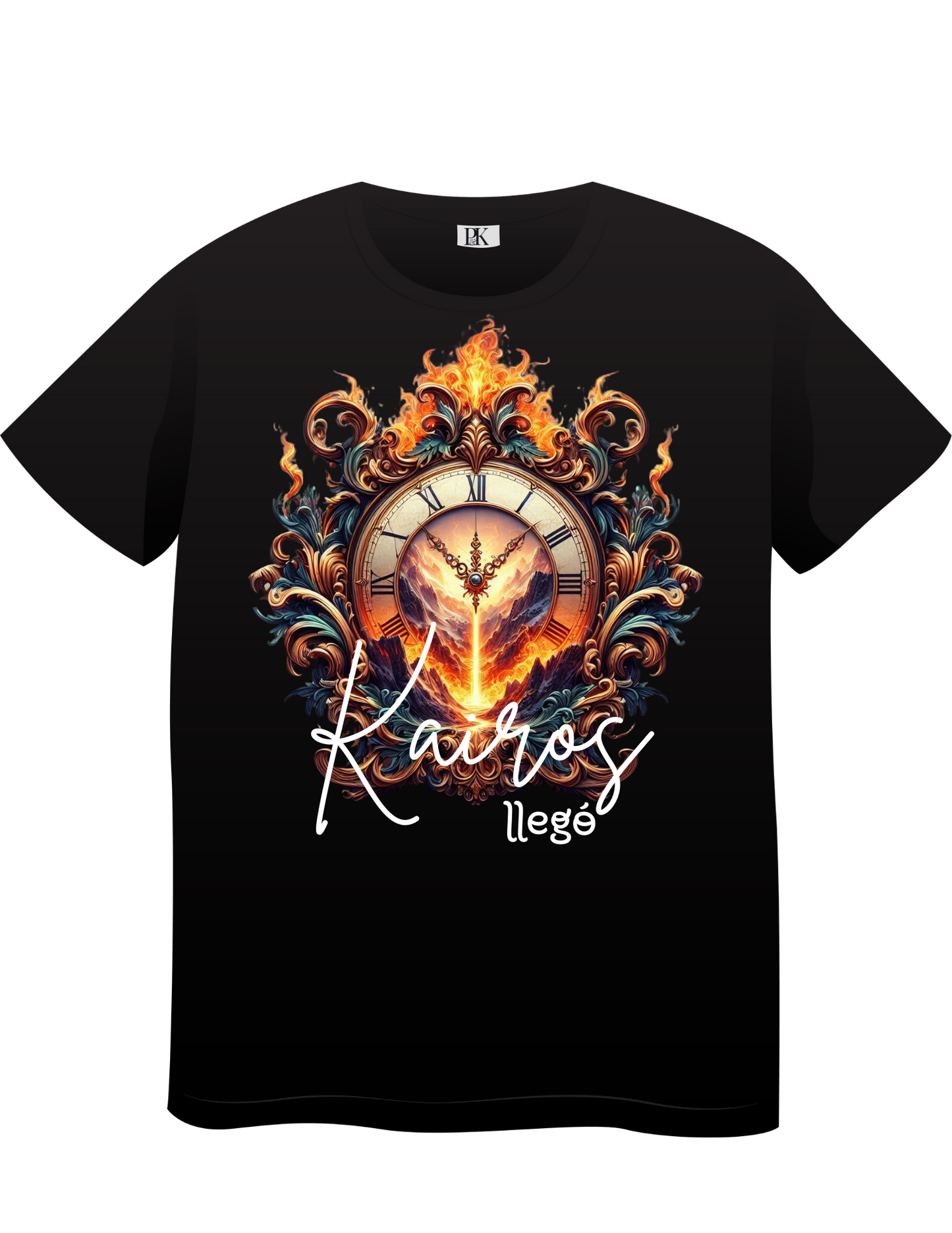 Kairos Llegó – Christian T-Shirt in Spanish, Prophetic Fire Clock Design