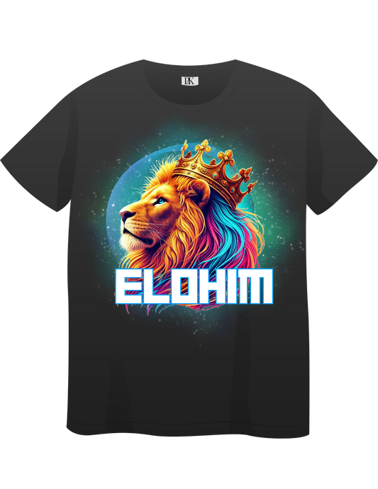 Elohim Lion T-Shirt – Colorful Christian Tee Featuring God’s Powerful Name