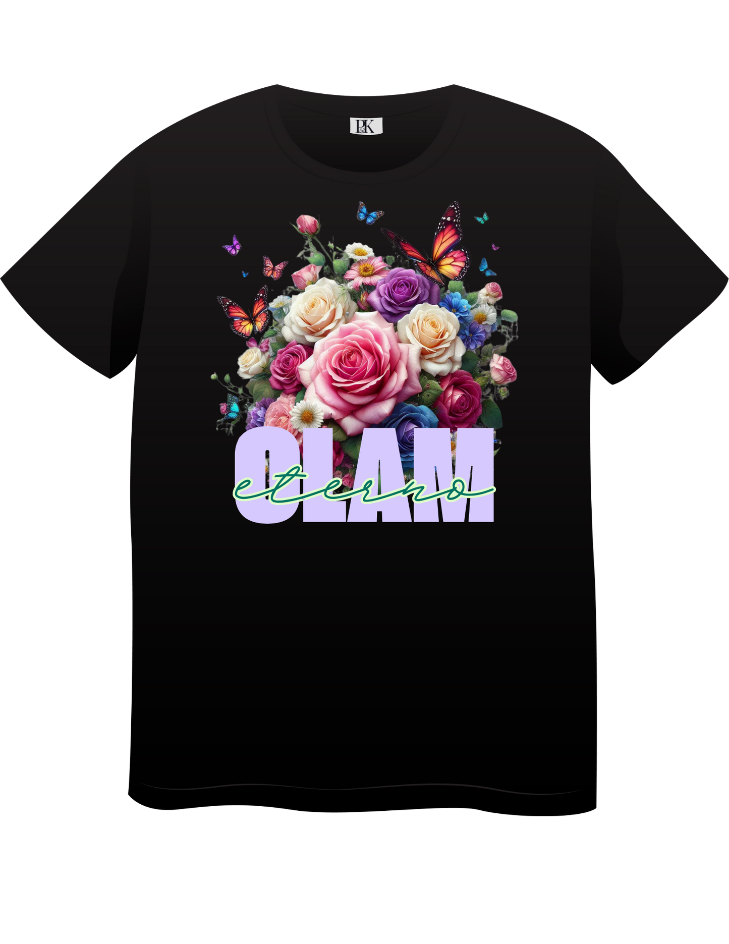 Olam Eterno T-Shirt – Christian Tee with Floral & Butterfly Design (Spanish Text)