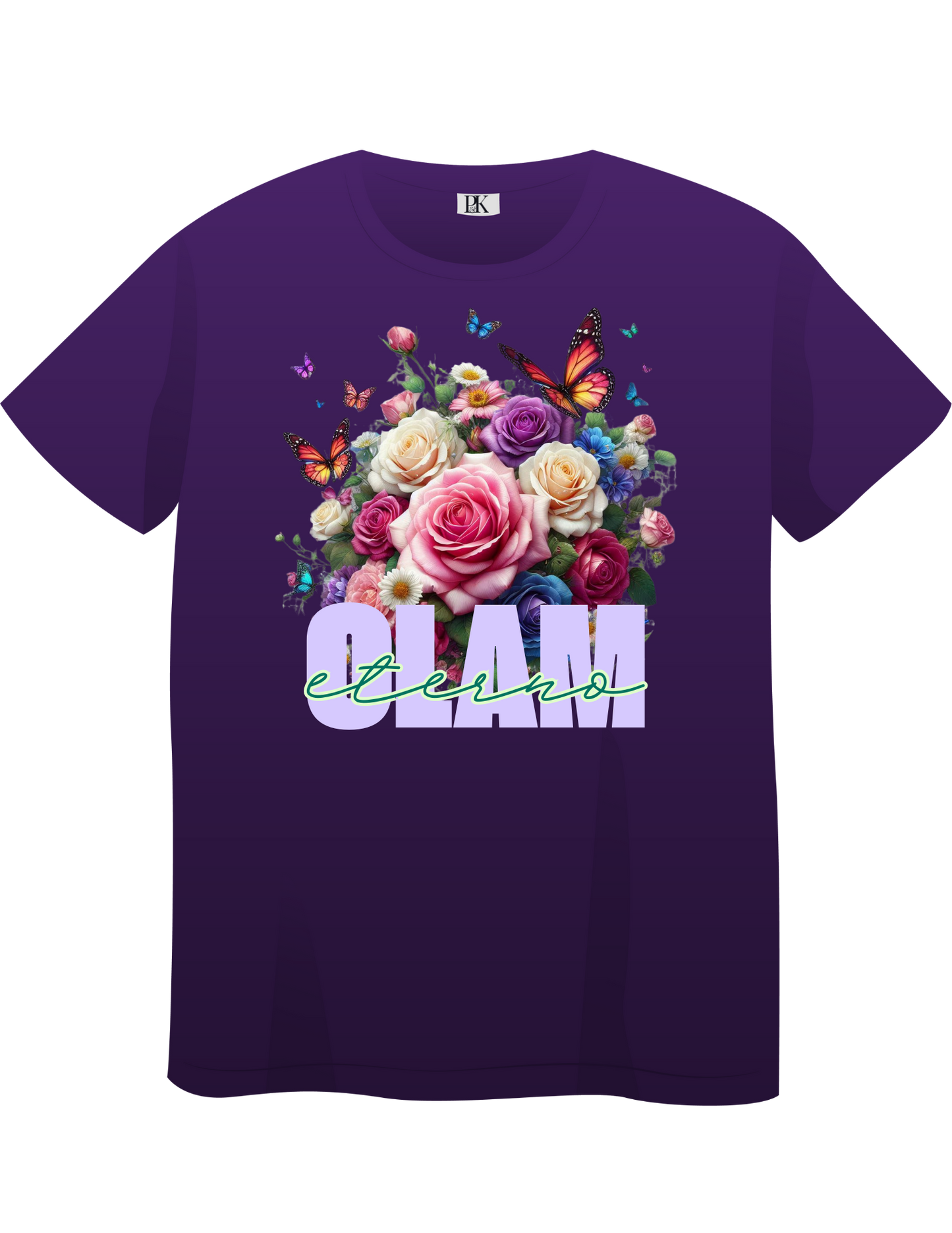 Olam Eterno T-Shirt – Christian Tee with Floral & Butterfly Design (Spanish Text)