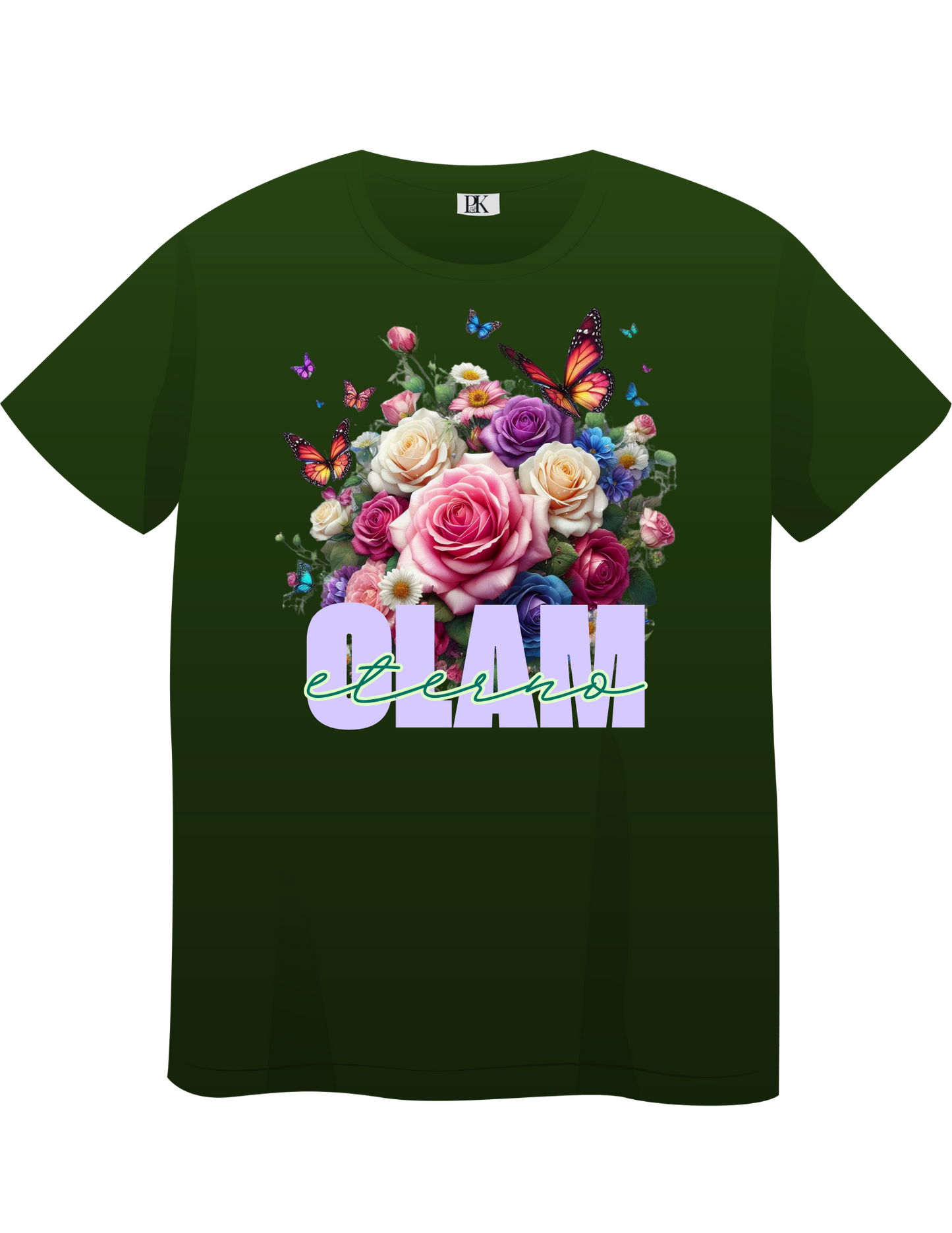 Olam Eterno T-Shirt – Christian Tee with Floral & Butterfly Design (Spanish Text)