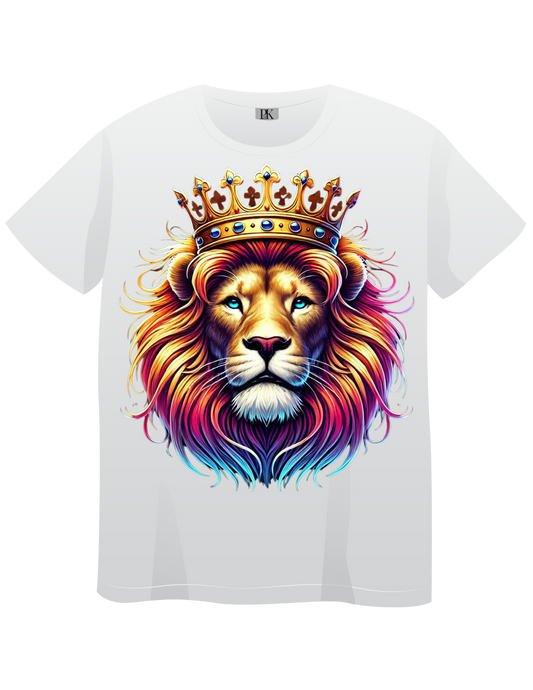Colorful Lion with Crown T-Shirt – Bold Christian Faith Tee