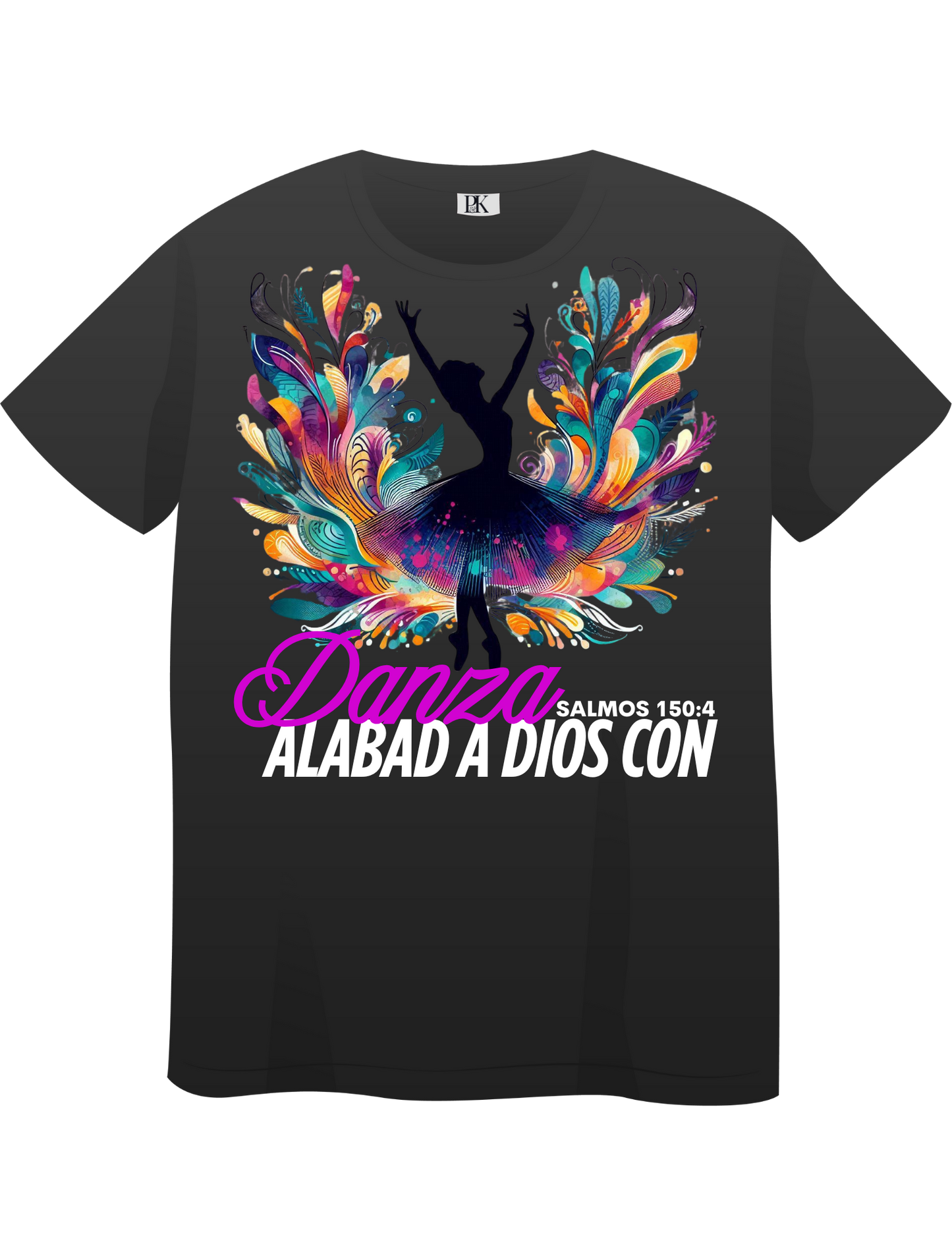 Psalm 150 Dance Praise T-Shirt (Spanish Text & Verse) – Colorful Ballerina Worship Tee