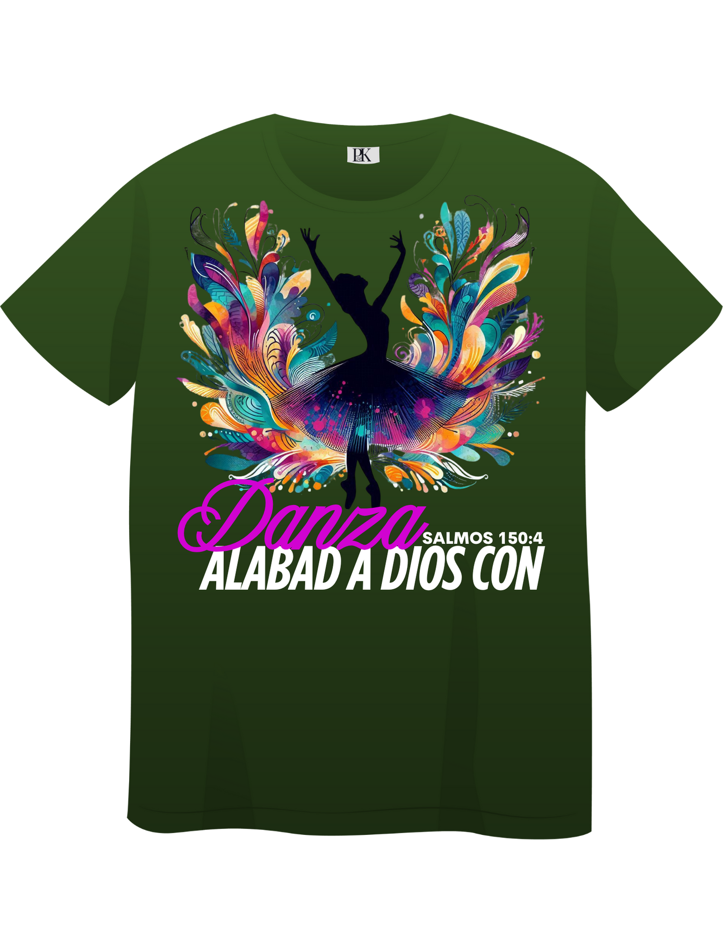 Psalm 150 Dance Praise T-Shirt (Spanish Text & Verse) – Colorful Ballerina Worship Tee