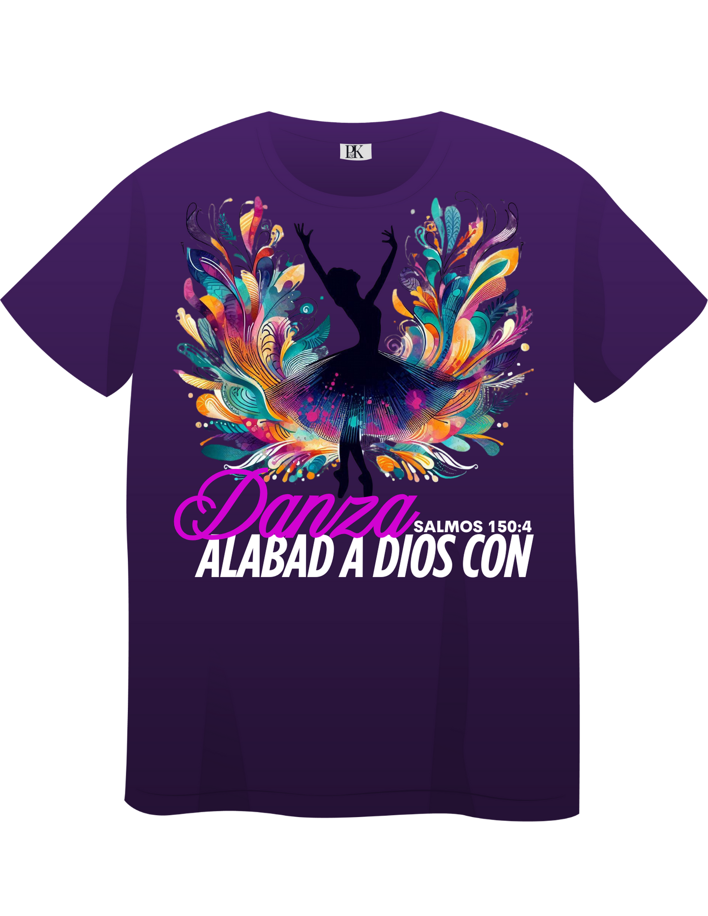 Psalm 150 Dance Praise T-Shirt (Spanish Text & Verse) – Colorful Ballerina Worship Tee