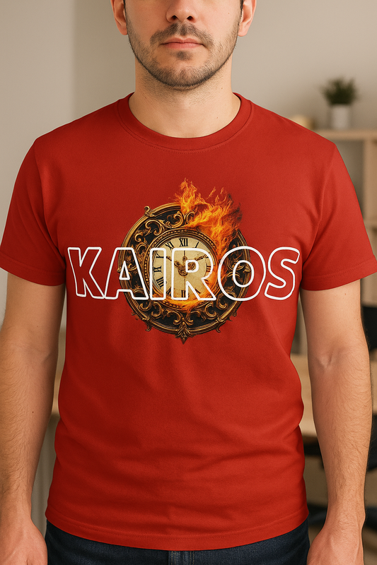 Kairos Fire Clock T-Shirt – Bold Christian Faith Tee with Prophetic Design